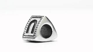 Reflection Beads Sterling Silver Letter U Triangle Block Bead QRS1429U
