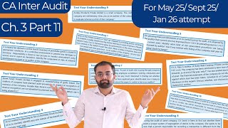 Test Your Understanding Questions | CA Inter Audit Ch. 3 Part 11 | For  May 25/ Sept 25/ Jan 26