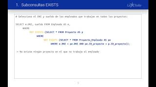 M2: Subconsultas EXISTS