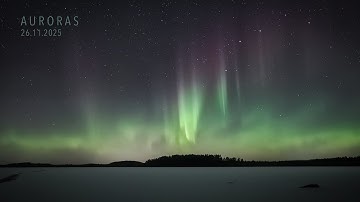 Auroras Above Frozen Savojärvi – Kurjenrahka National Park, Finland (26.11.2025)