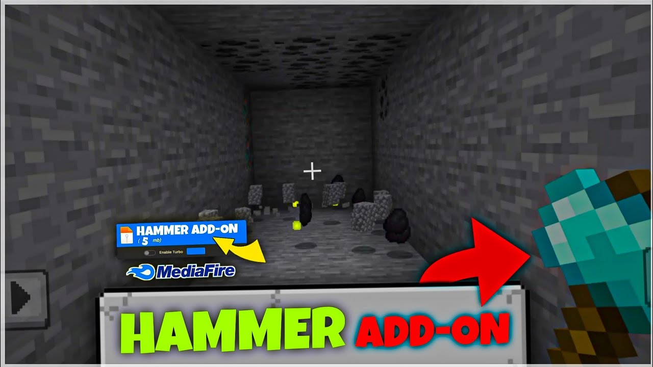Mega Hammer Addon for Minecraft PE 1.21+ | Quick Mining 3x3 OP Tool Mod