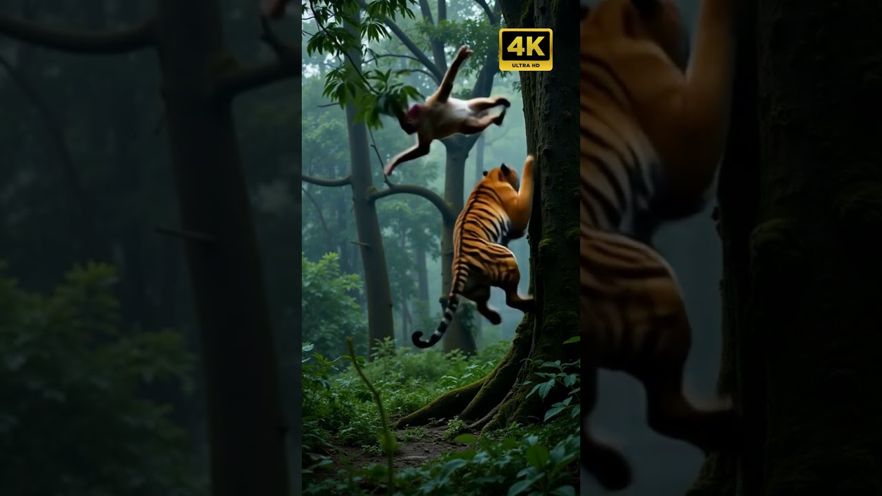 Tiger Ambush! Sumatran Tiger's Deadly Hunt in Misty Jungle 