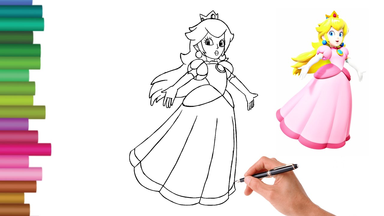 How to draw princess peach step by step drawing YouTube
