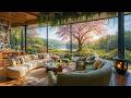 Tranquil Jazz in Lakeside | Spring Morning Ambience with Smooth Jazz Piano &amp; Nature Sounds for Relax