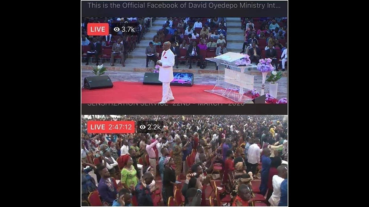Coronavirus : Bishop David Oyedepo defies Government order, holds massive Church Service - YouTube