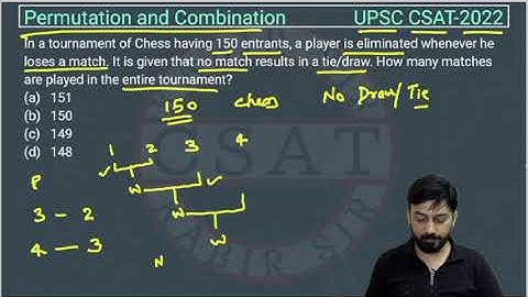 2022 CSAT Permutation and Combination, PYQ Topic wise, In a tournament of Chess having 150 entrants