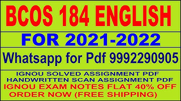 BCOS 184 in English Solved Assignment 2021-22 PDF @40rs / IGNOU EXAM NOTES, Guides 40% Flat.