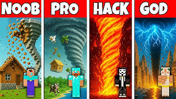 Minecraft Battle: NOOB vs PRO vs HACKER vs GOD! TORNADO BUILD BATTLE CHALLENGE in Minecraft