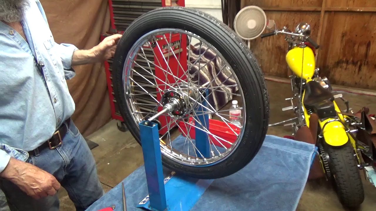 Balancing and Installing a New Front Tire on a 1947 Harley Davidson