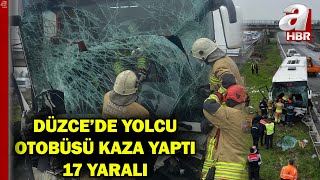 Düzcede Yolcu Otobüsü Kaza Yaptı 17 Kişi Yaralandı A Haber