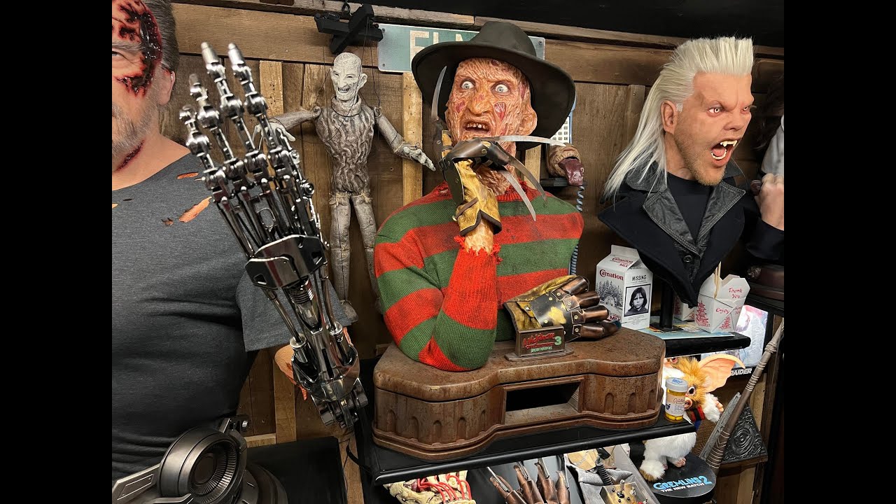 Freddy Krueger Nightmare on Elm Street 1:1 Life Size Collection in Theater Room… 4k ECC Review