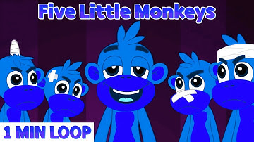 🎶 [1 MIN LOOP] Five Little Monkeys 🛏️ Jumping on the Bed 3D Animated Nursery Rhymes @MonkeyRhymesHub