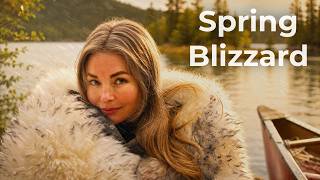 I Canoed to an Island and Got Hit by a Snowstorm | 2 Night Hot Tent Camp