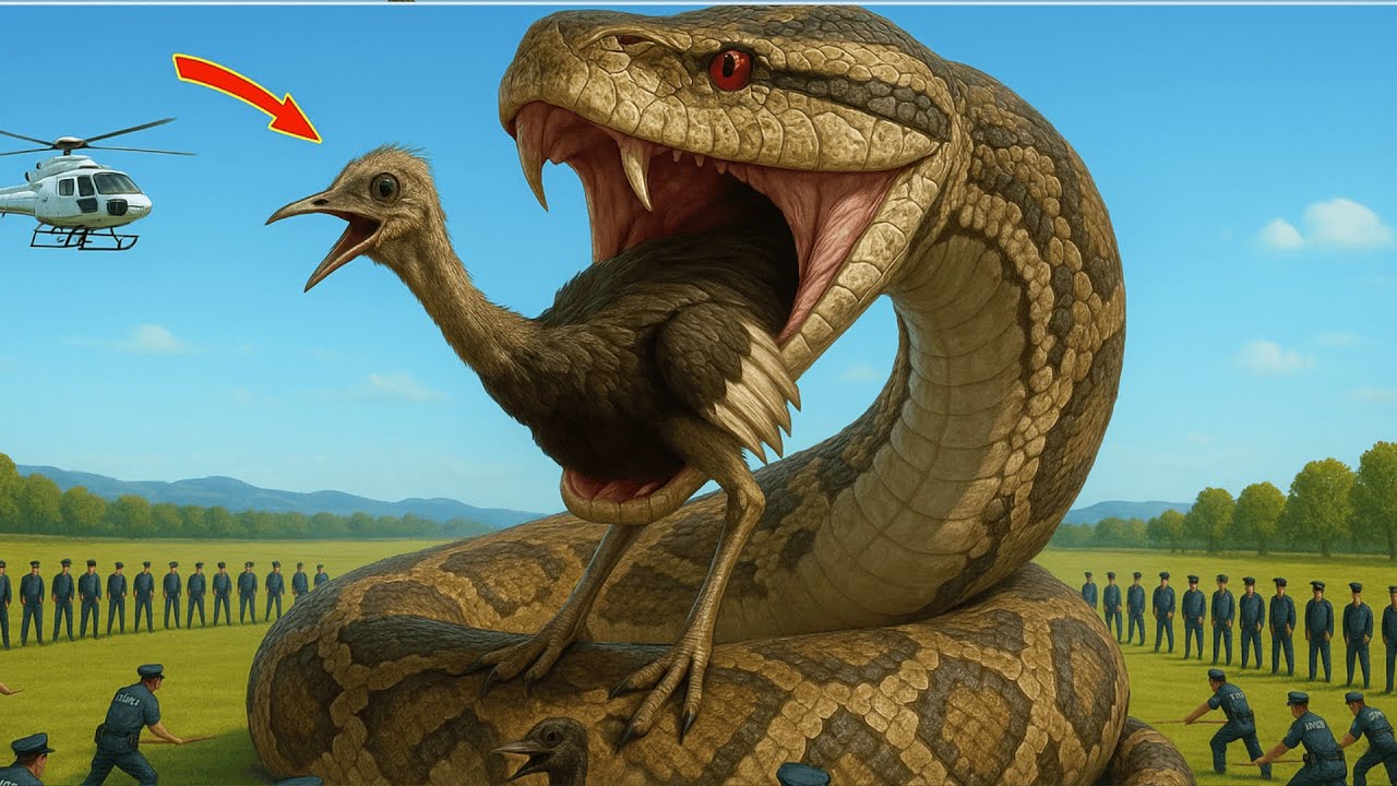 Brave Heroes Rescue a Trapped Ostrich From a Deadly Python Attack - YouTube