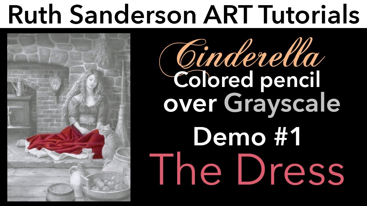 CINDERELLA Grayscale Colored Pencil DEMO 1