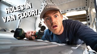 HOLES IN VAN FLOOR | Rust Prevention & Repairing Floor  No Experience Van Build