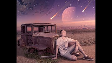 Meteor shower. Photoshop manipulation