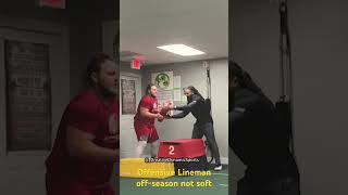 Watch this Offensive lineman off season training . He was a beast