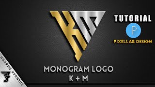 How To Make Monogram Logo Design K+M || Pixellab Tutorial
