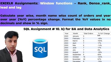 ExcelR Assignment Solution for BA and Data Analytics. SQL Assignment 10) b. LEAD and LAG