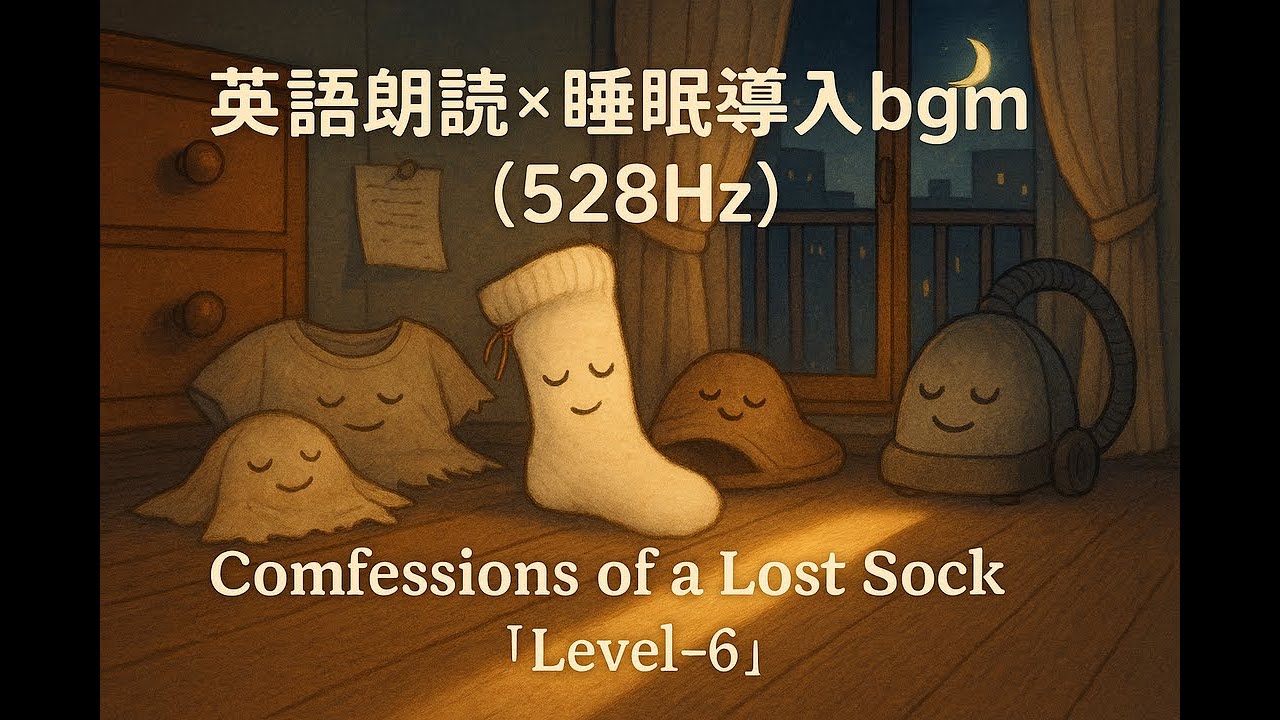 英語朗読聞き流し×睡眠音楽[528Hz] | 【Confessions Of A Lost Sock】【level-6】 | 上級リスニング