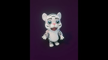 Cartoon White Tiger Animated 3D Model