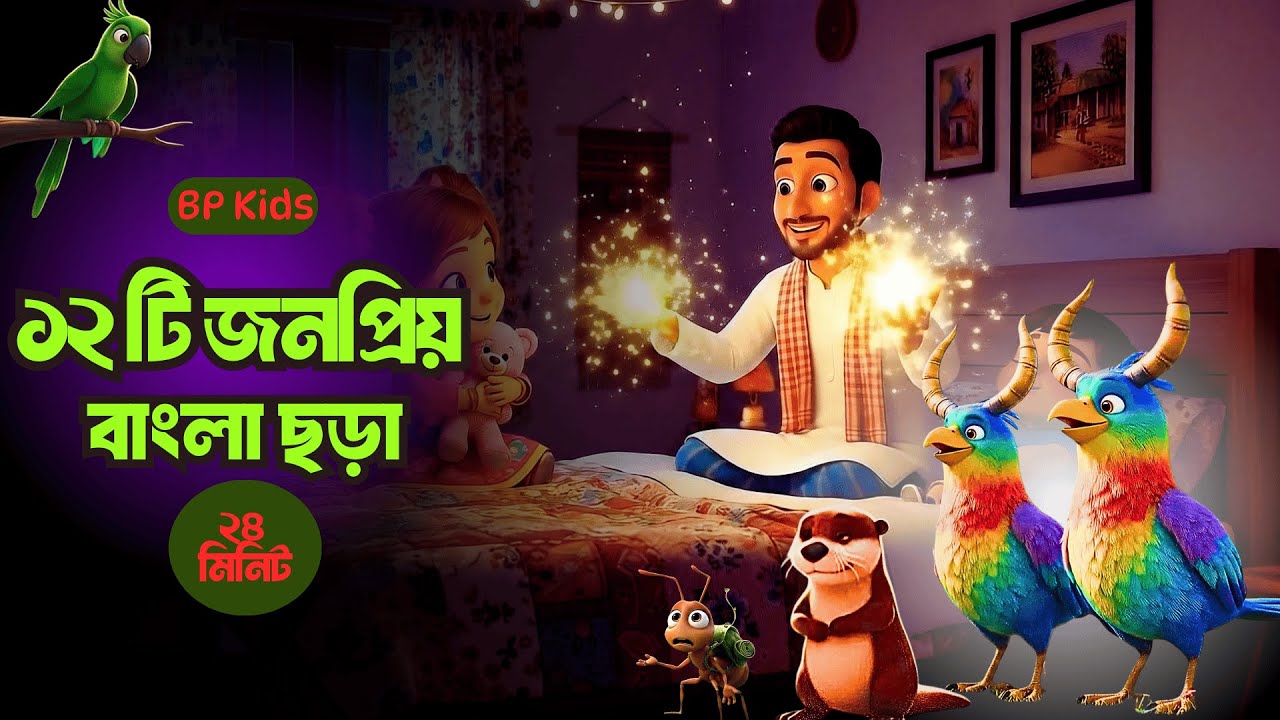 ১২ টি জনপ্রিয় বাংলা ছড়া | আমপাতা জোড়া জোড়া, মৌমাছি  মৌমাছি, তাই তাই তাই মামা বাড়ি যাই | BP Kids