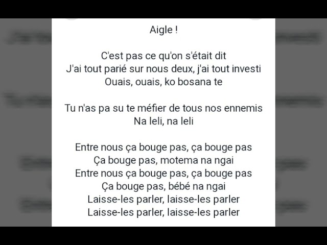 Fally Ipupa - ça bouge pas ( Lyrics/parole de la chanson )