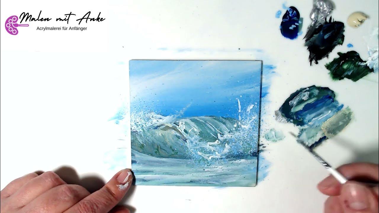 Wie malt man eine Meereswelle? Welle mit Acryl malen für Anfänger YouTube