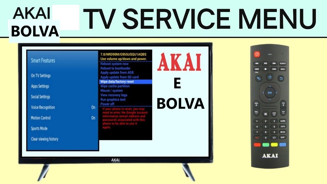 service menu tv akai e tv bolva - YouTube