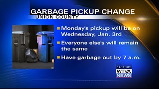 Union County to pick up New Year's Day garbage on Wednesday, Jan. 3