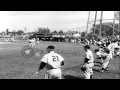 New York Yankees players include Yogi Berra and Mickey Mantle practice during S…