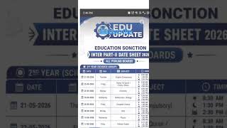 Class 12th Date sheet 2026 |12th Class Date sheet 2026 - Punjab board - science group