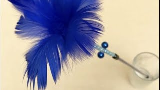 DIY how to make a feather stick for cats n kittens | cat toy |cats n kittens playing |spa |grooming