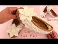 Zapatos a Crochet con trenzas de hojas y flor 3D en punto tunecino tejido tallermanualperu