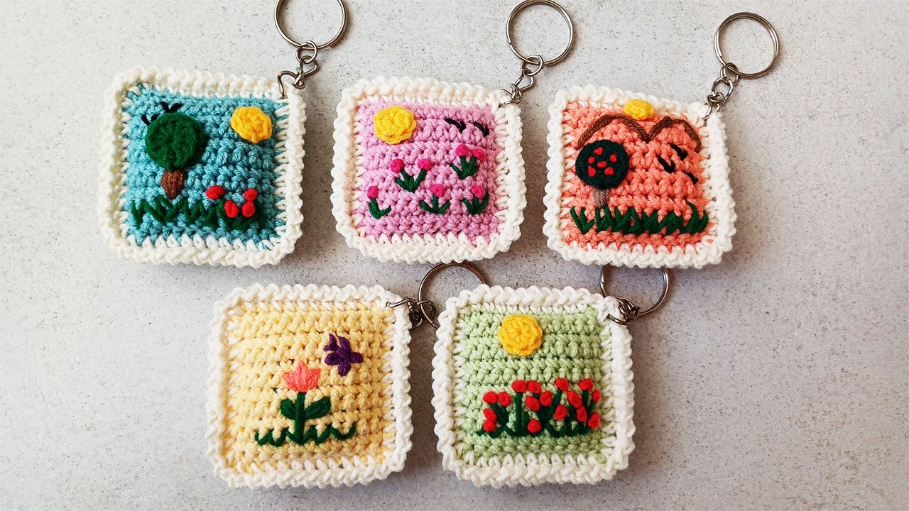 Мини-шедевры вязания крючком | Брелки, вдохновленные картинами и природой