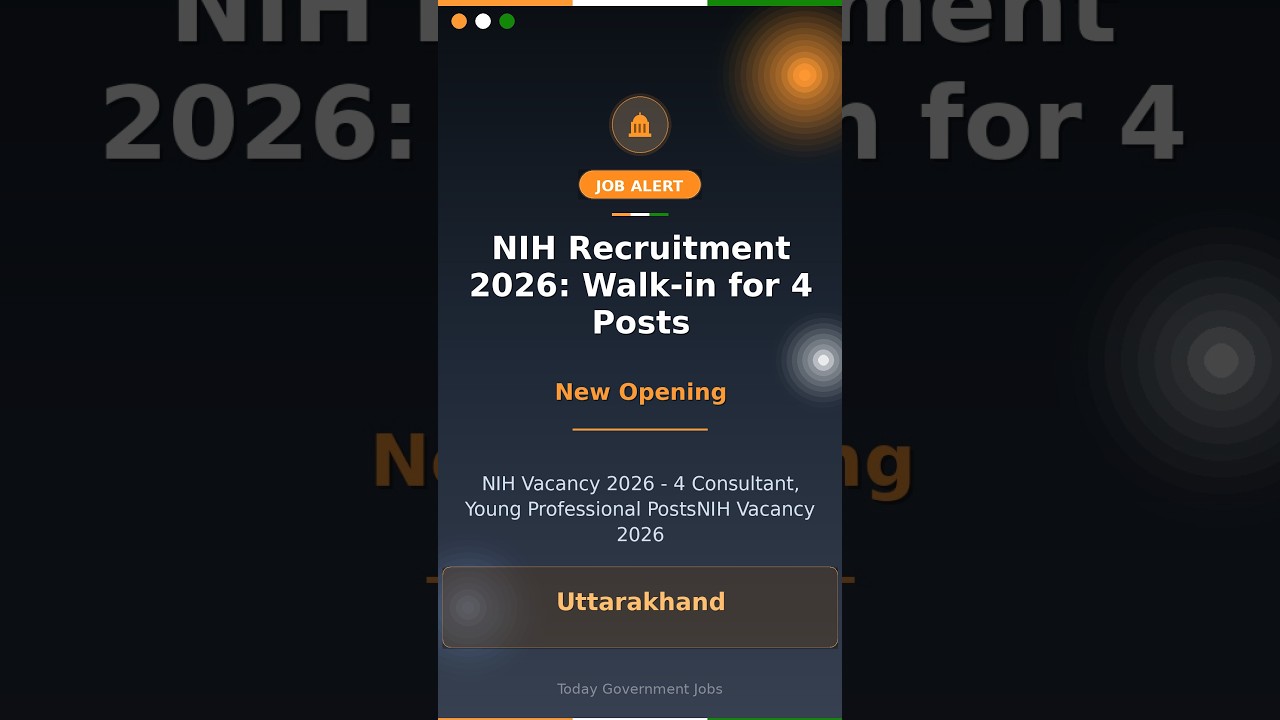NIH Recruitment 2026: Walk-in for 4 Posts