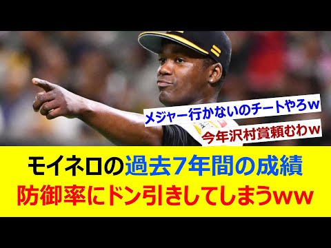 モイネロの過去7年間の成績、防御率にドン引きしてしまうww【ネット反応集】