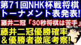 第71回nhk杯戦 トーナメント表発表 藤井聡太二冠の優勝確率や優勝者を徹底予想 Youtube