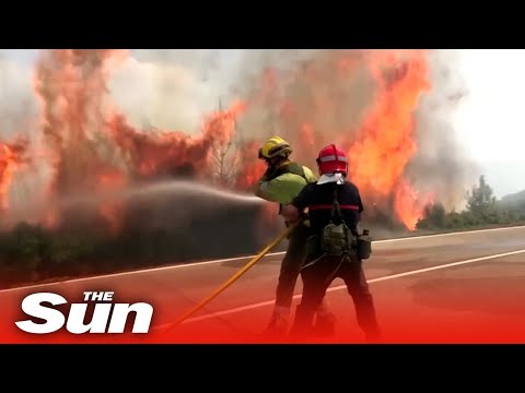 Firefighters battle wildfires in Spain's Valencia region that forced 1000 locals to evacuate