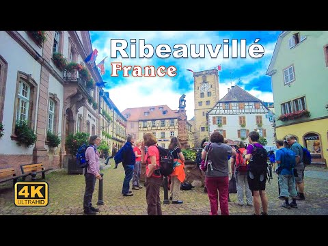 Ribeauvillé, Haut Rhin,  France Walking tour in 4K UHD