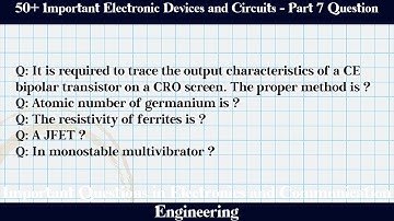 MCQ Questions Electronic Devices and Circuits - Part 7 with Answers