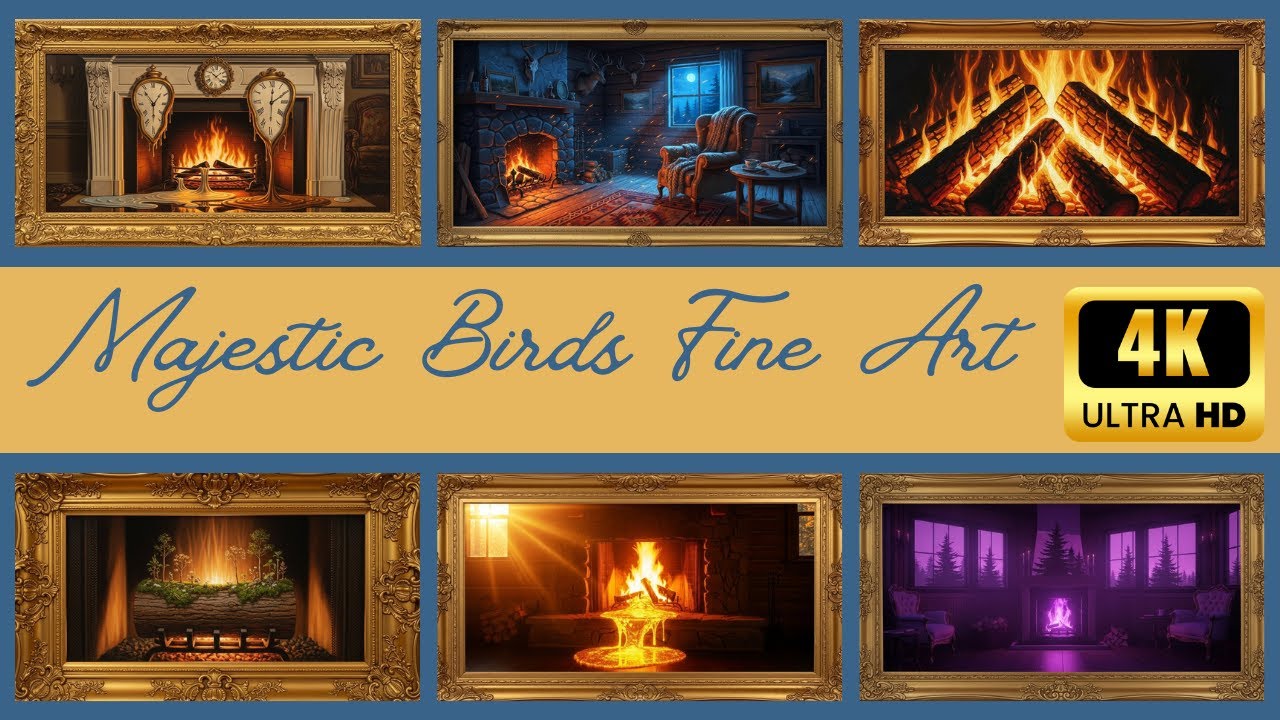 4K Frame TV Art | Dreamy Surrealist Cabin Fireplace | Silent No Sound