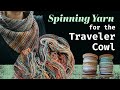 Spinning yarn to knit the traveler cowl by andrea mowry ft pulling roving from a drum carder