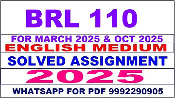 BRL 110 solved assignment 2025 in English || BRL 110 solved assignment 2025 || ignou BRL110 2025