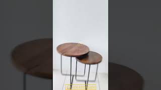 GCO IRON NESTING TABLE SET OF 2 WITH MATTE BLACK FINISH , WOODEN TOP 🤗