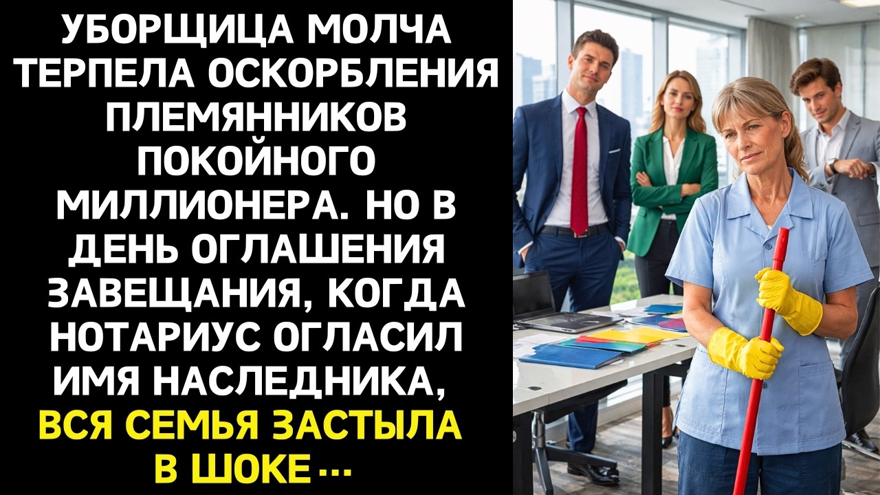 Уборщица терпела оскорбления. Но в день завещания вся семья застыла в шоке…
