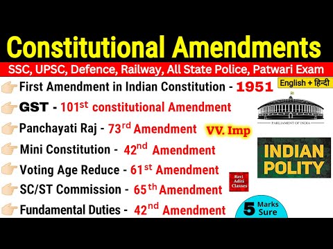 Constitutional Amendments | संविधान संशोधन | Samvidhan Sanshodhan | Indian Polity MCQ | Gk Trick