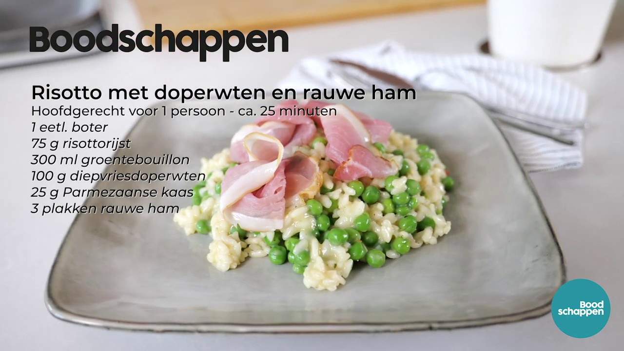 Risotto met doperwten en rauwe ham - Boodschappen TV - YouTube