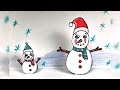 How to Make Snowmen 3D Pop-up Christmas Card | Christmas Eve | Kids Drawing Lessons Online, Part 55